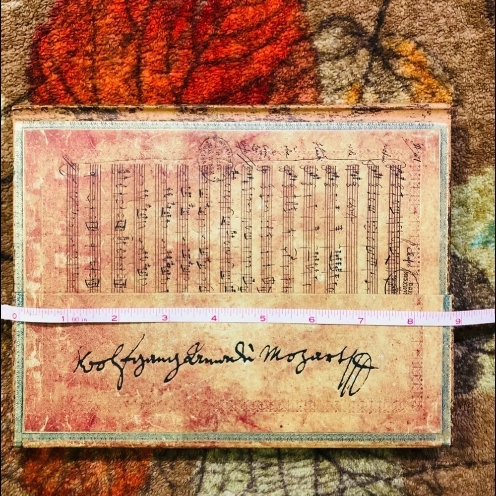 New Mozart Music composition book, WA Mozart signature on magnetic closure cover